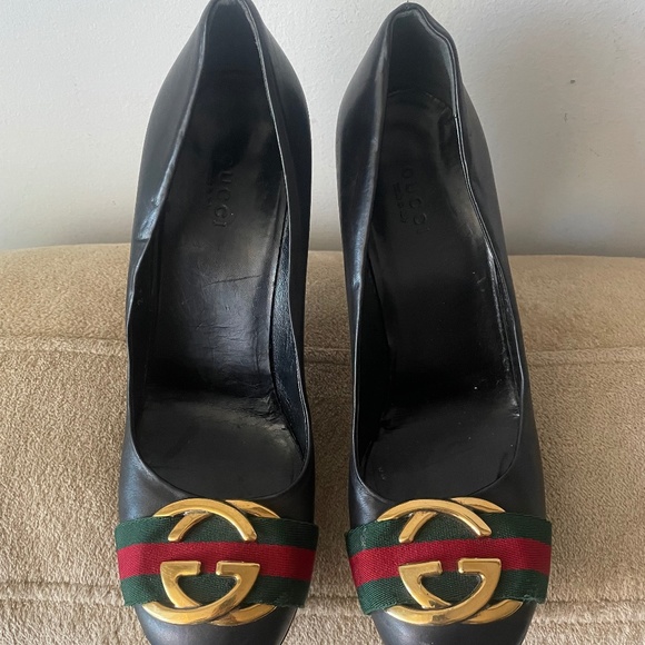 Gucci Shoes - Authentic Gucci Black Leather women’s Shoes, size 37 1/2 .